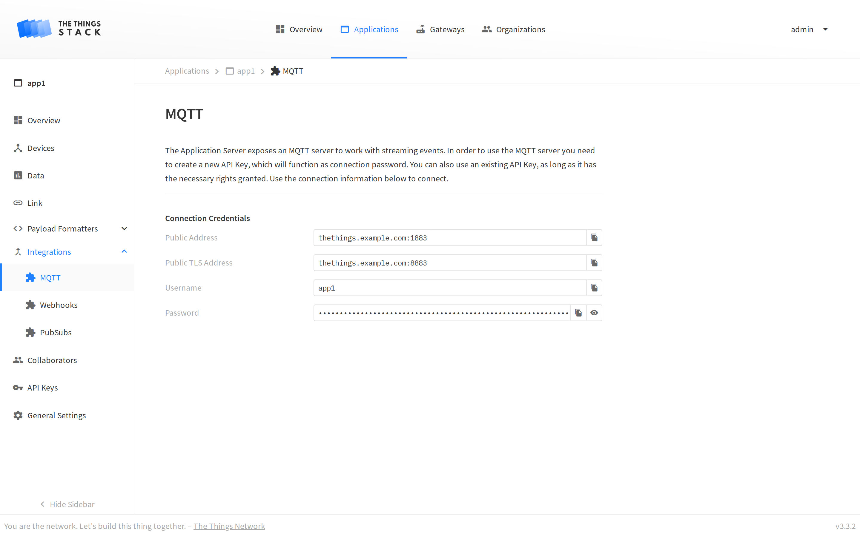 MQTT API key created