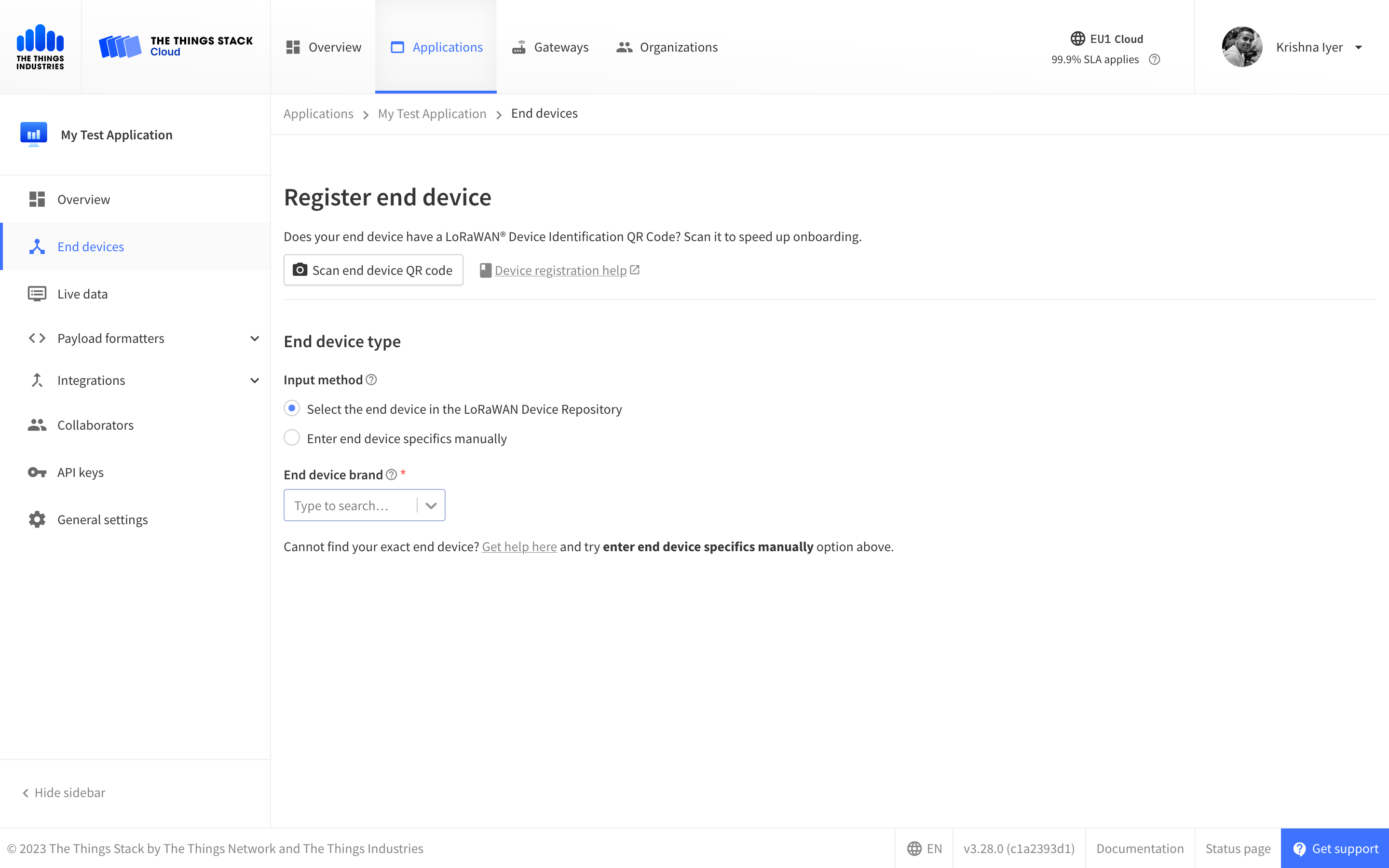 Options to register devices